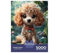 Rompecabezas para Adolescentes De 1000 Piezas Cute Poodle on Lily Pad Animal Rompecabezas para Adultos Juegos Familiares Análisis Y Lógica Cumpleaños Y Navidad 38x26cm/1000pcs
