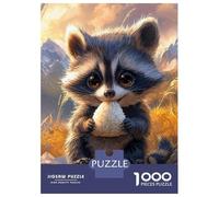 Rompecabezas para Adolescentes De 1000 Piezas Cute Raccoon Eating Rice Ball Rompecabezas para Adultos Juguete Decoración De Pared Regalo De Cumpleaños Juego Desafiante Regalos 38x26cm/1000pcs