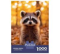 Rompecabezas para Adolescentes De 1000 Piezas Cute Raccoon Portrait in Autumn Leaves Rompecabezas para Adultos Juego De Ingenio Una Obra De Arte Actividades Divertidas En Casa 70x50cm/1000pcs