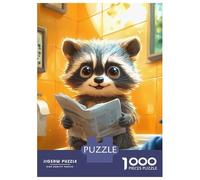 Rompecabezas para Adolescentes De 1000 Piezas Cute Raccoon Reading Newspaper Toilet Funny Rompecabezas Juego De Ingenio Decoración Perfecta Regalos Y Cumpleaños Únicos 38x26cm/1000pcs