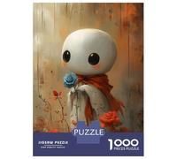 Rompecabezas para Adolescentes De 1000 Piezas Cute Sheet Ghost with Blue Rose Rompecabezas Juego De Ingenio Decoración Perfecta Regalos Y Cumpleaños Únicos 70x50cm/1000pcs