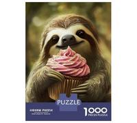 Rompecabezas para Adolescentes De 1000 Piezas Cute Sloth with Cupcake Rompecabezas para Adultos Juguete Decoración De Pared Desafío Difícil 70x50cm/1000pcs