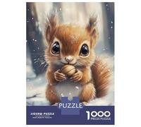 Rompecabezas para Adolescentes De 1000 Piezas Cute Squirrel in Snow Rompecabezas para Adultos Juguetes De Bricolaje Una Obra De Arte Diversión En Casa Actividades, 70x50cm/1000pcs