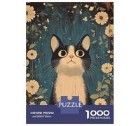 Rompecabezas para Adolescentes De 1000 Piezas Cute Vintage Cat in Flowers Rompecabezas para Adultos Juguetes De Bricolaje Análisis Y Lógica Diversión En Casa Actividades, 38x26cm/1000pcs