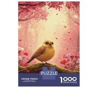 Rompecabezas para Adolescentes De 1000 Piezas Cute Yellow Bird in Pink Forest Rompecabezas para Adultos Juego De Ingenio Una Obra De Arte Actividades Divertidas En Casa 38x26cm/1000pcs