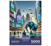 Rompecabezas para Adolescentes De 1000 Piezas Cybernetic Elephant in Futuristic City Rompecabezas para Adultos Juegos Relajantes Regalos De Cumpleaños para Amigos Y Familiares 52x38cm/1000pcs