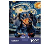 Rompecabezas para Adolescentes De 1000 Piezas Dachshund in Starry Night Rompecabezas para Adultos Juguetes De Bricolaje Una Obra De Arte Diversión En Casa Actividades, 70x50cm/1000pcs