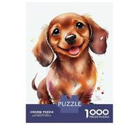 Rompecabezas para Adolescentes De 1000 Piezas Dachshund Watercolor Rompecabezas para Adultos Juego De Ingenio Decoración De Pared Regalos para Reducir El Estrés 52x38cm/1000pcs