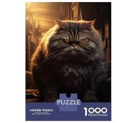 Rompecabezas para Adolescentes De 1000 Piezas Dark Evil Funny Fat Cat Rompecabezas para Adultos Juguetes Antiestrés Regalo De Cumpleaños para Cumpleaños, Navidad 52x38cm/1000pcs