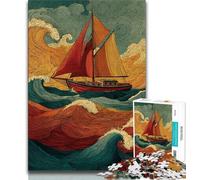 Rompecabezas para Adolescentes de 1000 Piezas de Barco navegando en el mar Ideal para la interacción Entre Padres e Hijos 75x50cm