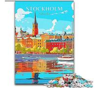 Rompecabezas para Adolescentes de 1000 Piezas de Estocolmo, Suecia Viajes desafiantes, Divertidos y Divertidos Decoración hogar (50x75cm) 1000 Piezas