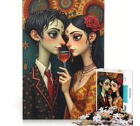 Rompecabezas para Adolescentes de 1000 Piezas de Gustav Klimt y Tim Burton, Juguetes para armar, Mejora la Memoria, con póster y Hoja de Preguntas a Juego 50x75cm