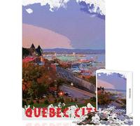 Rompecabezas para Adolescentes de 1000 Piezas de la Ciudad de Quebec Juego de ingenio para Mejorar la Memoria Juguete Decorativo para la Pared con póster y Hoja de Preguntas a Juego (50x75cm)