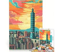 Rompecabezas para Adolescentes de 1000 Piezas de la Ciudad de Taipéi Taiwán Un Juego de ingenio Divertido y Original cumpleaños o Navidad 38x26cm