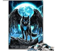 Rompecabezas para Adolescentes de 1000 Piezas de Lobo con alas Negras, Juguete Educativo Intelectual descompresor, decoración (tamaño 50x75cm)