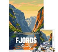 Rompecabezas para Adolescentes de 1000 Piezas de los Fiordos de Noruega Juguetes educativos Ideas de Regalo Juego Educativo para fomentar el Amor en Pareja tamaño 50x75cm