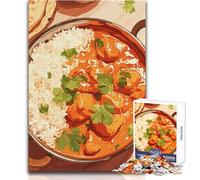 Rompecabezas para Adolescentes de 1000 Piezas de Pollo Tikka Masala con arroz, Hermoso diseño, Juego para diversión Familiar, Juguetes antiestrés, tamaño 38x26cm