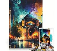 Rompecabezas para Adolescentes de 1000 Piezas de Santa Sofía de Estambul, Juego práctico, Actividades Divertidas para Hacer en casa, con póster y Hoja de Preguntas a Juego 38x26cm