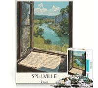 Rompecabezas para Adolescentes de 1000 Piezas de Spillville Iowa Juego práctico Ideal para Pasar el Tiempo en casa Durante Las Vacaciones con póster y Hoja de Preguntas a Juego 38x26cm