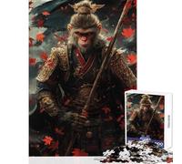 Rompecabezas para Adolescentes de 1000 Piezas de Sun Wukong el Rey Mono Juegos Familiares para Toda la Familia Decoración de Pared con póster y Hoja de Preguntas a Juego (75x50cm)