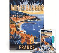 Rompecabezas para Adolescentes de 1000 Piezas de Villefranche-Sur-Mer en Francia, Juego Imposible, decoración para el hogar, colección de Artistas, Bellas Artes 38x26cm