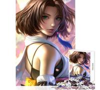 Rompecabezas para Adolescentes de 1000 Piezas de Yuna Final Fantasy X Retrato Juguete Educativo Regalo de cumpleaños Juegos Divertidos con póster a Juego y Hoja de Trivia tamaño 38x26cm