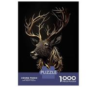 Rompecabezas para Adolescentes De 1000 Piezas Deer Black Gold Rompecabezas para Adultos Juegos Familiares Alivia El Estrés Regalos De Cumpleaños Y Únicos 70x50cm/1000pcs