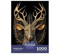 Rompecabezas para Adolescentes De 1000 Piezas Deer Golden Art Deco Rompecabezas para Adultos Juego De Ingenio Una Obra De Arte Actividades Divertidas En Casa 52x38cm/1000pcs