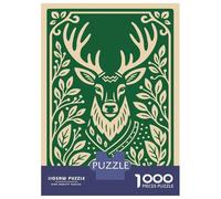 Rompecabezas para Adolescentes De 1000 Piezas Deer Head with Floral Border Rompecabezas para Adultos Juguete Decoración De Pared Mejora La Memoria Regalos De Cumpleaños Y Únicos 70x50cm/1000pcs