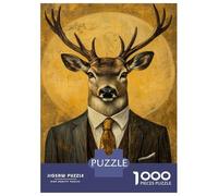 Rompecabezas para Adolescentes De 1000 Piezas Deer in A Suit Rompecabezas para Adultos Juego De Ingenio Decoración De Pared Regalos para Reducir El Estrés 70x50cm/1000pcs