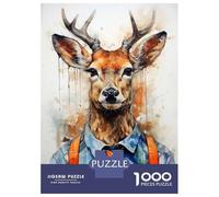 Rompecabezas para Adolescentes De 1000 Piezas Deer in A Tie Rompecabezas para Adultos Juegos Divertidos Desafío Difícil Regalo De Cumpleaños, Regalos, 38x26cm/1000pcs
