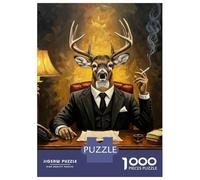 Rompecabezas para Adolescentes De 1000 Piezas Deer in Suit Painting Rompecabezas para Adultos Juego De Ingenio para Mejorar La Memoria Actividades Divertidas En Casa 52x38cm/1000pcs