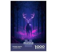 Rompecabezas para Adolescentes De 1000 Piezas Deer Neon Light Forest Rompecabezas para Adultos Juegos Familiares Análisis Y Lógica Cumpleaños Y Navidad 70x50cm/1000pcs