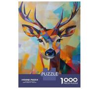 Rompecabezas para Adolescentes De 1000 Piezas Deer Oil Painting Rompecabezas para Adolescentes Juegos Relajantes para La Diversión Familiar Juego Desafiante Regalos 38x26cm/1000pcs