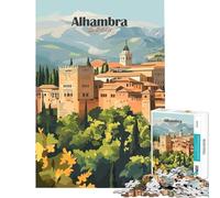 Rompecabezas para Adolescentes de 1000 Piezas del Palacio de la Alhambra España Diversión en casa Actividades análisis y lógica Juguetes antiestrés para Mayores de 14 años Juego 38x52cm