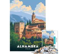 Rompecabezas para Adolescentes de 1000 Piezas del Palacio de la Alhambra España Juguete Intelectual para Actividades educativas en Familia Regalo de cumpleaños (Tamaño 38x52cm)