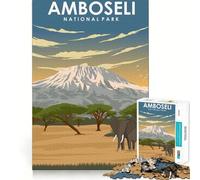 Rompecabezas para Adolescentes de 1000 Piezas del Parque Nacional Amboseli,con articulaciones Suaves,Divertido y Estimulante para el Cerebro,Juego Relajante,Regalo de cumpleaños (38x26cm)