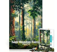 Rompecabezas para Adolescentes de 1000 Piezas del Parque Nacional del Bosque de Sam Houston Juego de Ajuste preciso para estimular la Mente Diversión y Entretenimiento (38x52cm)