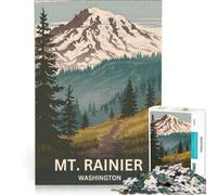 Rompecabezas para Adolescentes de 1000 Piezas del Parque Nacional del Monte Rainier Washington Juguetes para armar Que mejoran la Memoria con póster y Hoja de Preguntas a Juego 38x52cm