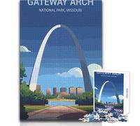 Rompecabezas para Adolescentes de 1000 Piezas del Parque Nacional Gateway Arch, Hermoso diseño, Juego para diversión Familiar, Juguetes antiestrés, tamaño 38x52cm