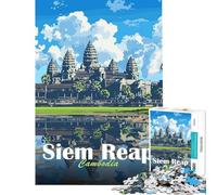 Rompecabezas para Adolescentes de 1000 Piezas del Templo Angkor Wat Siem Reap Juguetes adictivos para Cultivar la Paciencia Juego de ingenio Decoración Perfecta Regalo Divertido (Tamaño 38x26cm)