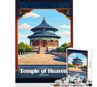 Rompecabezas para Adolescentes de 1000 Piezas del Templo del Cielo China Juguetes de decoración del hogar Regalo de cumpleaños Juego Educativo para fomentar el Amor en Pareja tamaño 38x26cm