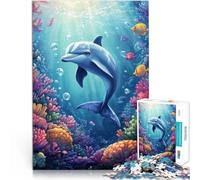 Rompecabezas para Adolescentes de 1000 Piezas Delfín en el Arrecife de Coral Desafiante Difícil Regalos para Amigos y Familiares 52x38cm
