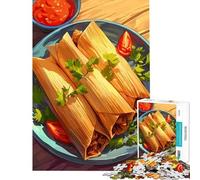 Rompecabezas para Adolescentes de 1000 Piezas Deliciosos Tamales con Salsa y guarnición Juego Imposible Juguetes adictivos para Cultivar la Paciencia Regalos de cumpleaños Divertidos y con Humor