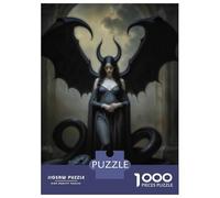 Rompecabezas Para Adolescentes De 1000 Piezas Demonic Lilith, Dark Angel with Dragon Wings Rompecabezas Para Adultos Juguete Decoración De Pared Carrera De Velocidad Manual Desafío Educativo 52x38cm/1