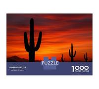 Rompecabezas para Adolescentes De 1000 Piezas Desert Sunset with Cactus Silhouettes Rompecabezas Juegos Familiares Decoración Perfecta Cumpleaños Y Navidad 70x50cm/1000pcs