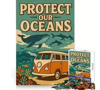 Rompecabezas para Adolescentes de 1000 Piezas,Día de la Tierra,Protejamos Nuestros océanos,Decoración para articulaciones,Juego de Habilidad Mental,Juego para el Tiempo de Descanso,Exhibición