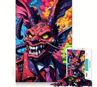 Rompecabezas para Adolescentes de 1000 Piezas Diablo de Dibujos Animados con Traje y Ojos,Piezas de Ajuste preciso,Juguete lógico y Divertido,Juego Tranquilo,Juego de cumpleaños artístico (38x26cm)