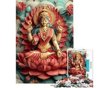 Rompecabezas para Adolescentes de 1000 Piezas Dios hindú Lakshmi Rompecabezas para Adultos Juegos relajantes Regalo de cumpleaños difícil y desafiante (tamaño 38x52cm)