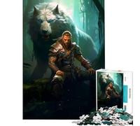 Rompecabezas para Adolescentes de 1000 Piezas Dios Vikingo Thor Odín Lobo Juguetes educativos Juego de ingenio Decoración de Pared Regalos de Amigo Invisible (Tamaño 38x26cm)